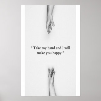 Zusammen für immer minimalistisches Handlinienkuns Poster