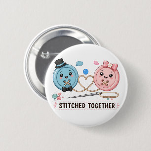 Zusammen genähtes süßes Nähpärchen Button