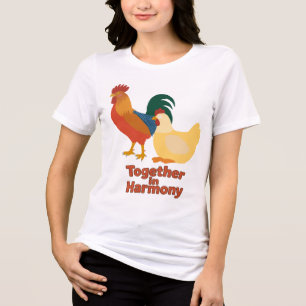 Zusammen in Harmonie – Friedlicher Hahn und Henne Tri-Blend Shirt