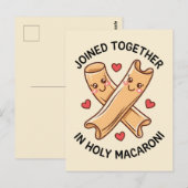 Zusammen in Heiligen Macaroni Funny Wedding Postkarte (Vorne/Hinten)