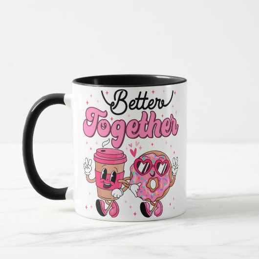 Zusammen Kaffee & Donut Valentinstag Design • Cute Tasse (Links)