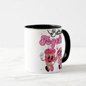 Zusammen Kaffee & Donut Valentinstag Design • Cute Tasse (VorderseiteRechts)
