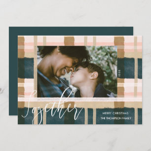 Zusammen Kariertes Foto mit modernem Green Pink Feiertagskarte