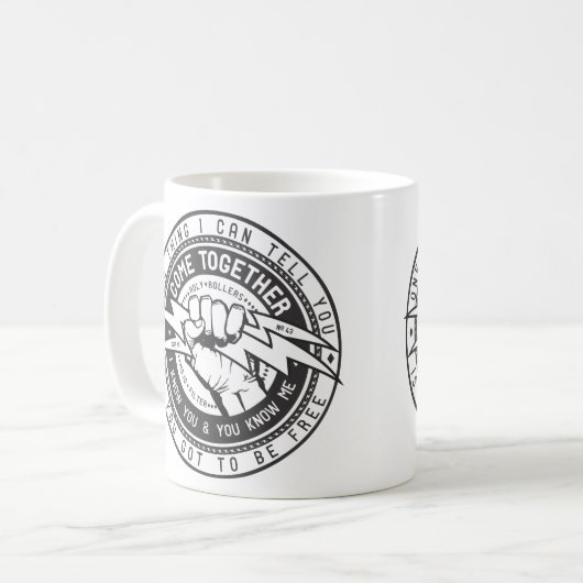 Zusammen kommen Gewerkschafts-Logo Kaffeetasse (Vorderseite Links)