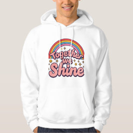 Zusammen leuchten wir – Regenbogen-Retro-Pride-Zit Hoodie
