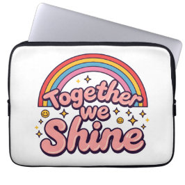 Zusammen leuchten wir – Regenbogen-Retro-Pride-Zit Laptopschutzhülle