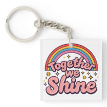 Zusammen leuchten wir – Regenbogen-Retro-Pride-Zit