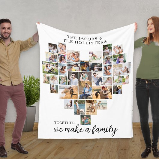 Zusammen machen wir ein Familienfoto Collage Heart Fleecedecke