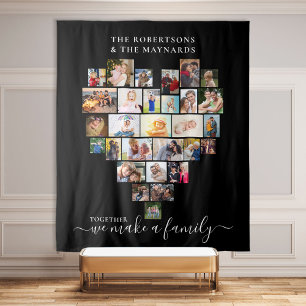 Zusammen machen wir ein Familienherz 29 FotoCollag Wandteppich