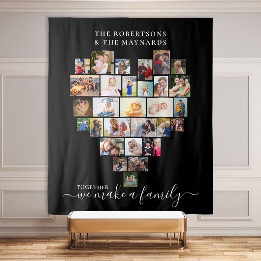 Zusammen machen wir ein Familienherz 29 FotoCollag Wandteppich