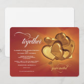 Zusammen mit Golden Hearts Wedding Einladung (V4) (Vorne/Hinten)