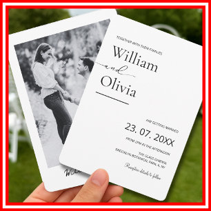 Zusammen mit ihren Familien PHOTO Hochzeit Einladung