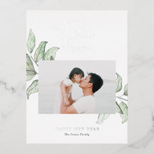 Zusammen Neujahr Foto Silver Folien Feiertagspostkarte