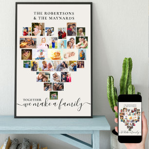 Zusammen Persönliches Liebesherz-Foto-Collage Poster