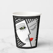 Zusammen - Schwarz, Weiß und Rot Pappbecher (Rückseite)