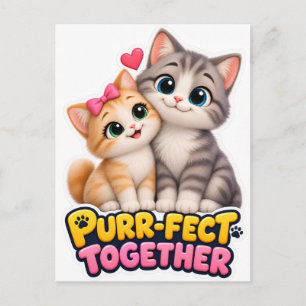 Zusammen sind sie perfekt - Süßes Katzenpaar Liebe Feiertagspostkarte