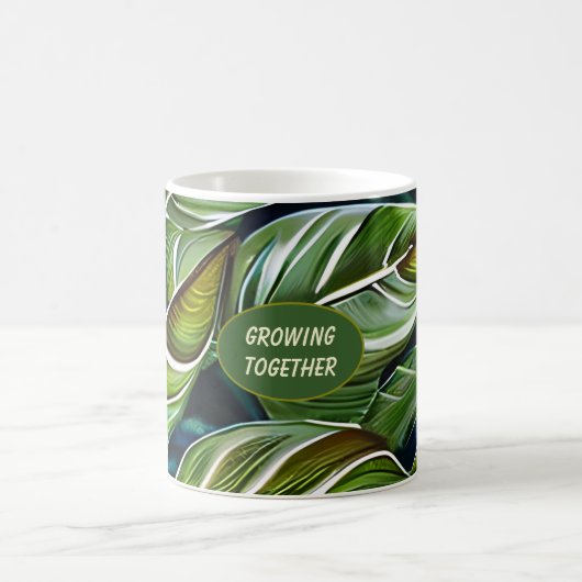 Zusammen Wachsendes Grünes Blatt Kaffeetasse (Mittel)