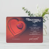Zusammen, Zwei Herzen, Rote Verlobung Ankündigung (Stehend Vorderseite)