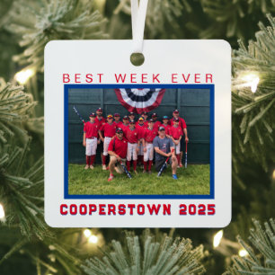 Zusammenarbeit Baseball Team Foto Beste Woche Ornament Aus Metall