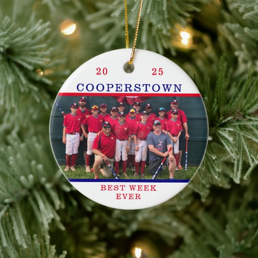Zusammenarbeit Baseball Team Foto Beste Woche Spaß Keramik Ornament (Baum)