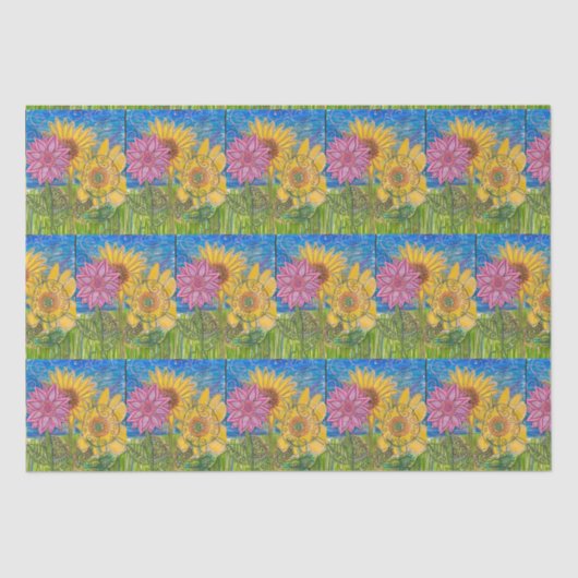 Zusammenarbeit mit Sonnenblumen Seidenpapier (Vorderseite)