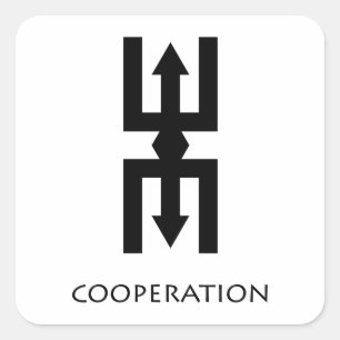 Zusammenarbeit (Netta) Adinkra-Symbol-Aufkleber Quadratischer Aufkleber