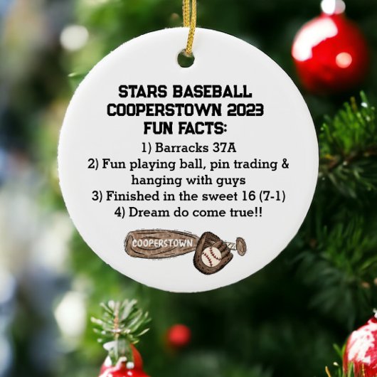 Zusammenarbeit NY Travel Baseball Team Fun Fakten Keramik Ornament