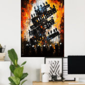 Zusammenbruch der Ordnung - expressionistische Dys Poster (Heimbüro)