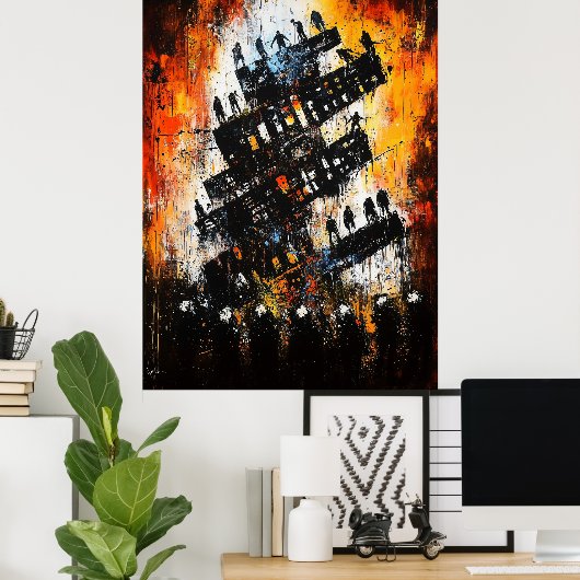 Zusammenbruch der Ordnung - expressionistische Dys Poster (Heimbüro)