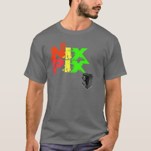 Zusammengedrücktes NIX PIX mit Vintage-Kamera T-Shirt