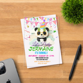 Zusammengefaltete Baby-Panda-Peek-Einladung | Süße Acryleinladungen