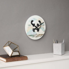 Zusammengefalteter Baby-Panda | Süße Origami  Runde Wanduhr