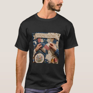 Zusammengefügt – Patchwork Herz Vintage Stickerei T-Shirt