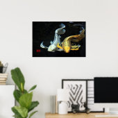 Zusammengehörigkeit in Liebe/Gold und Silberkoi Poster (Heimbüro)