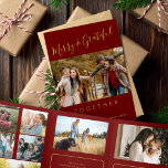 Zusammengenommen mehrjähriges Foto Dreifach Gefaltete Urlaubskarte<br><div class="desc">Einfach minimalistischer Stil Merry und Grateful Gemeinsam Imitate Gold chic handgeschriebene Typografie Drehbuch Familie Jahr in Rezension 8 Foto Collage Galerie Dunkelrote Ferienkarte mit Ihrem individuellen personalisierten Text.</div>