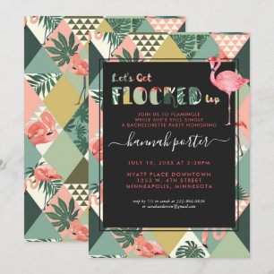 zusammengeschlossen Flamingo Themed Bachelorette Einladung
