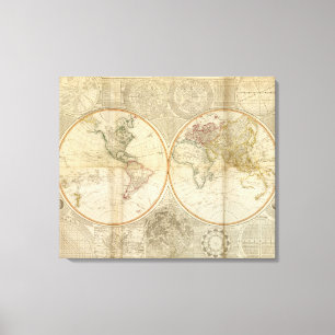 Zusammengesetzte Welthandfarbige Karte Leinwanddruck