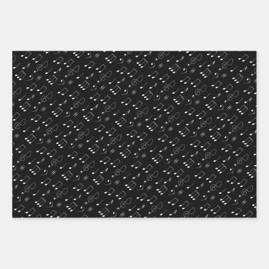 Zusammengestellte B&W-Papierblätter für Musik Geschenkpapier Set (Vorderseite 3)