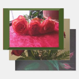 Zusammengestellte Rose-Bilder Umschlagpapier-Blätt Geschenkpapier Set