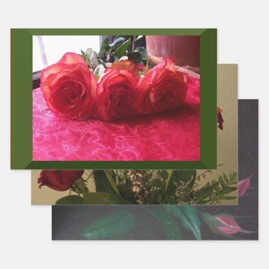Zusammengestellte Rose-Bilder Umschlagpapier-Blätt Geschenkpapier Set (Set)