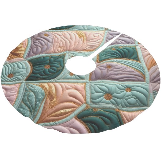 Zusammengestelltes abstraktes Design Polyester Weihnachtsbaumdecke (Schrägansicht)