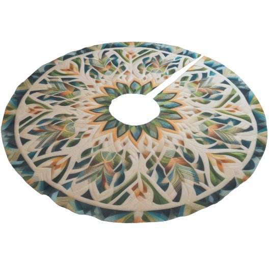 Zusammengestelltes abstraktes Design Polyester Weihnachtsbaumdecke (Schrägansicht)