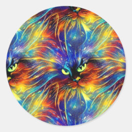 Zusammenhaltiges Abstraktes Exquisite Katzensplitt Runder Aufkleber