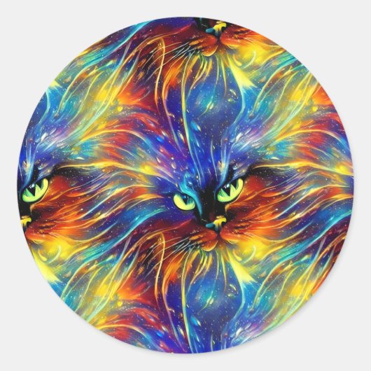 Zusammenhaltiges Abstraktes Exquisite Katzensplitt Runder Aufkleber (Vorderseite)