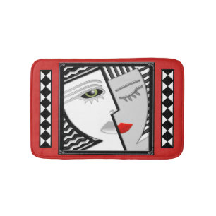 Zusammenkommen (Art-Deco-Portrait von Janus) Badematte