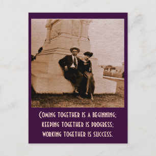 Zusammenkommen ist ein Anfang. behalt zusammen. Postkarte