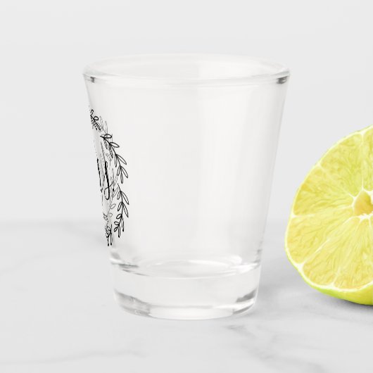 Zusammenpassende Frau Monogram Wreath Schnapsglas (Rechts)