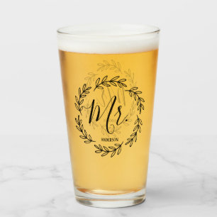 Zusammenpassender Herr Monogram Wreath Glas