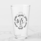 Zusammenpassender Herr Monogram Wreath Glas (Vorderseite)