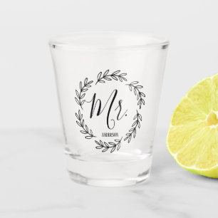 Zusammenpassender Herr Monogram Wreath Schnapsglas